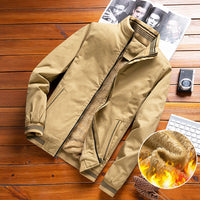 Herren Bomberjacke mit Teddyfutter und Reißverschlusstaschen - Gefüttert Dunkles Ocker