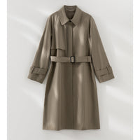Damen Klassischer Trenchcoat mit Gürtel und Sturmblende Nord Taschen - Khaki