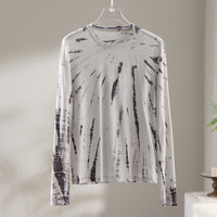 Herren Langärmeliges Batik-Longsleeve mit Slub-Struktur Nord Taschen - Steingrau