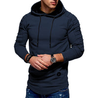 Herren Longline-Hoodie mit Kordelzug und langen Ärmeln - Marineblau