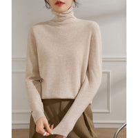 Damen Leichter Kaschmir-Mix Rollkragenpullover mit feinem Soft-Finish und schmaler Silhouette Nord Taschen - Teebeige