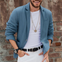 Herren Jersey Sakko leger mit Taschen - Blau