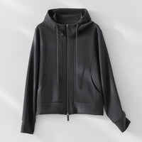 Damen Kapuzen-Performance-Zipjacke mit Reißverschluss und seitlichen Eingriffstaschen Nord Taschen - Dunkelgraues Oberteil