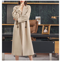 Damen Stilvoller Wollmantel Nord Taschen - Beige