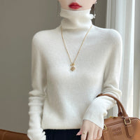Damen Slim Fit Rollkragenpullover - Elfenbeinweiß