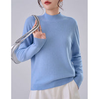 Damen Feiner Feinstrick-Pullover mit kurzem Stehkragen und Kaschmir-Optik Nord Taschen - Stilles Blau
