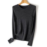 Damen Feiner Feinstrickpullover mit Rundhalsausschnitt und figurnaher Silhouette Nord Taschen - Dunkelmeliertgrau