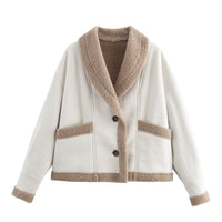 Damen Kurzjacke mit Knöpfen und Taschen - Weiß