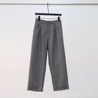 Damen weite Stoffhose mit eleganten Falten Nord Taschen - Grau