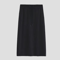 Damen Jersey-Midirock mit elastischem Tunnelzugbund und geradem Fall Nord Taschen - Klassisch Schwarz