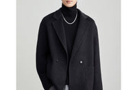 Herren Oversize Doppelknopf-Wollmix-Kurzmantel mit aufgesetzten Taschen Nord Taschen - Kohlegrau