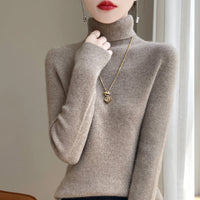 Damen Slim Fit Rollkragenpullover - Wildleder Kamel