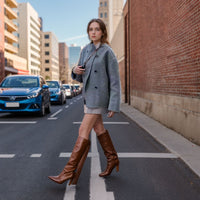 Damen Oversized Jacke mit Doppelreißverschluss und Taschen - Grau