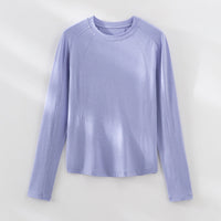 Damen Leichtes Longsleeve-Feinstrickshirt mit Raglanärmeln und Rundhalsausschnitt Nord Taschen - Violett