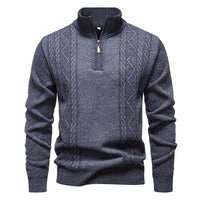 Herren Pullover mit Reißverschluss - Hellgrau