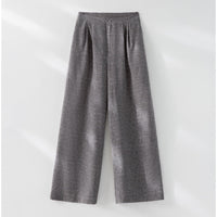 Damen Hochtaillierte Palazzo-Hose aus Leinenmix mit Bundfalten und elastischem Komfortbund Nord Taschen - Braune Hose