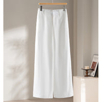 Damen Palazzo-Hose aus leichtem Leinenmix mit hohem Bund und Bügelfalte Nord Taschen - Weiß