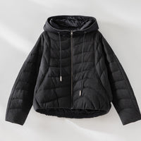 Damen gesteppte Kapuzen-Winterjacke mit tailliertem Gummizug Nord Taschen - Dunkles Spacegrau