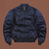 Herren windabweisende Bomberjacke im MA-1 Stil mit Ärmeltasche - Blau