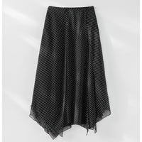 Damen Luftige Polka‑Dot Schlaufenbluse mit Schleifenkragen, Plissée‑Vorderteil und Manschettenärmel Nord Taschen - Schwarz Rock
