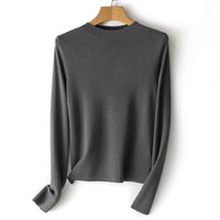 Damen Feinstrick-Pullover mit kurzem Stehkragen und schmaler Silhouette Nord Taschen - Meliertes Grau