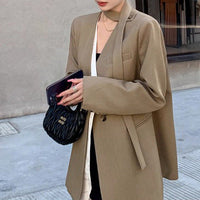 Damen Übergrößen Blazer mit asymmetrischem Design Nord Taschen - Khaki