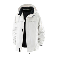 Damen Jacke mit Kapuze, Kordelzug und Taschen - Creme
