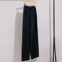 Damen weite Palazzo-Hose mit elastischem Bund und Tunnelzug Nord Taschen - Dunkelblau Gestreift