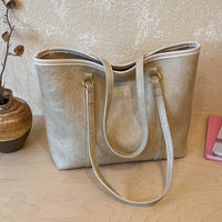 Damen elegante Tragetasche aus hochwertigem Kunstleder Nord Taschen - Beige