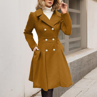 Damen Langarm-Mantel Longline mit Taschen - Camel