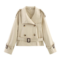 Damen Trenchjacke mit Gürtel und doppelter Knopfleiste - Khaki
