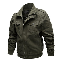 Herren Canvas-Fieldjacke mit Stehkragen und multifunktionalen Taschen - Militärgrün 2701