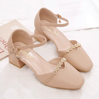 Damen Elegante Hochzeits-Pumps mit dezentem Schmuckdetail und komfortablem Blockabsatz - Aprikose