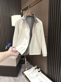 Herren Leichte Reißverschluss-Jacke mit elastischem Saum und kontrastkragen Nord Taschen - Grünlichweiß