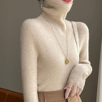 Damen Slim Fit Rollkragenpullover - Wildlederbeige
