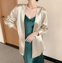 Damen Satin Robe Nord Taschen - Champagner