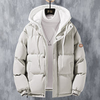Herren wattierte Steppjacke mit Kapuze und Zwei-Wege-Reißverschluss - Khaki