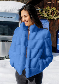 Damen Modische Daunenjacke mit hohem Kragen - Blau