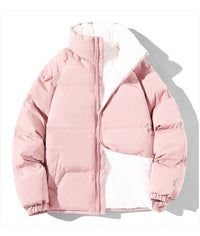 Damen gesteppte Thermo-Bomberjacke mit Teddyfutter und hohem Stehkragen - Rosa