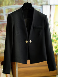 Damen Stilvoller Kurzblazer mit glamourösen Knöpfen Nord Taschen - Schwarz