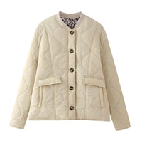 Damen Langarm Rundhalsjacke mit Knöpfen und Taschen - Cremeweiß