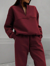Damen Oversized Zweiteiliges Set - Burgunderrot