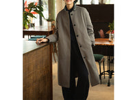 Damen Urbaner Mittel langer Mantel Nord Taschen - Grau