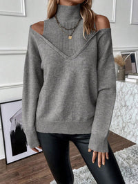 Damen Rollkragenpullover mit langen Ärmeln - Grau