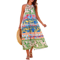Lilly | Damen Trendy Boho Maxikleid – Trendiges Bohemian Maxi Kleid - Multi-Color