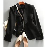 Damen Stilvoller Einreiher Blazer Nord Taschen - Schwarz