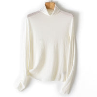 Damen Feiner Crinkle-Rollkragenpullover mit leichtem Fall Nord Taschen - Perlenweiß
