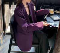 Damen Stilvoller Oversized Blazer Nord Taschen - Lila