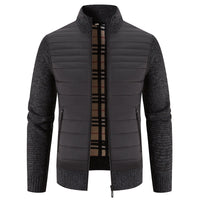 Herren gesteppte Hybridjacke mit Strickärmeln und modernem Stehkragen Avellé - Dunkelgrau