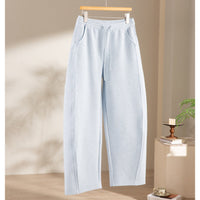 Damen Relaxed-Fleece-Hose mit hoher Taille, Tunnelzug und dekorativer Seitennaht Nord Taschen - Minzblau Hose